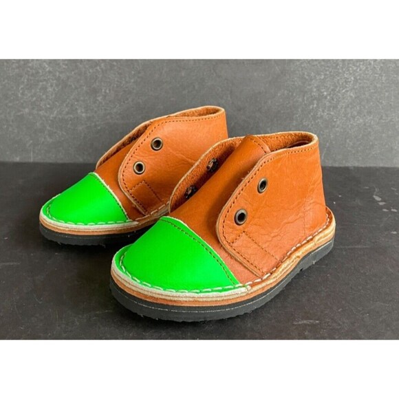 Brother Vellies Minis Leather Chukkas Brown & Green Baby Toddler Size 5  $150 - Picture 3 of 12